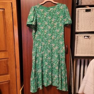 NWT LOFT Green Floral Summer Midi Dress